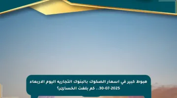 هبوط كبير في أسعار الصكوك بالبنوك التجارية اليوم الأربعاء 30-07-2025.. كم بلغت الخسائر؟